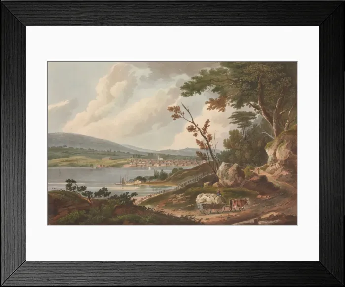Framed Print : Newburg [Newburgh] (No. 14 of The Hudson River Portfolio), 1825. Creator: John Hill