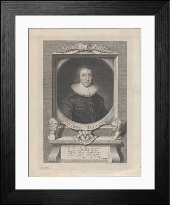 Framed Print : John Milton, Age 21, 1747. Creator: George Vertue Framed Print : John Milton, Age 21, 1747. Creator: George Vertue
