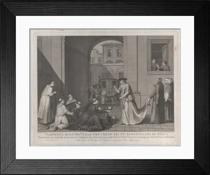 Framed Print : Pope Pius VI taking leave of the Augustinian monks in Siena, 1801 Framed Print : Pope Pius VI taking leave of the Augustinian monks in Siena, 1801