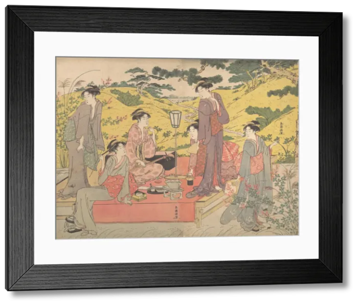 Framed Print : A Picnic Party at Hagidera, late 18th-early 19th century. Creator: Katsukawa Shuncho Framed Print : A Picnic Party at Hagidera, late 18th-early 19th century. Creator: Katsukawa Shuncho