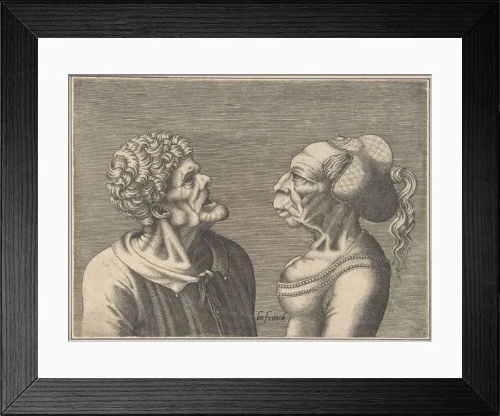 Framed Print : Two Grotesque Heads, 1538-73. Creator: Hans Liefrinck Framed Print : Two Grotesque Heads, 1538-73. Creator: Hans Liefrinck