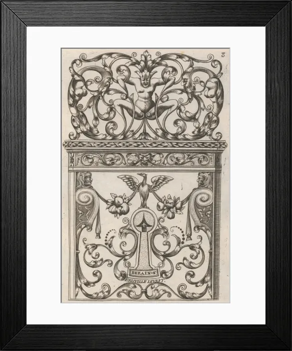 Framed Print : Diverses Pieces de Serruriers, page 9 (recto), ca. 1663. Creator: Jean Berain Framed Print : Diverses Pieces de Serruriers, page 9 (recto), ca. 1663. Creator: Jean Berain