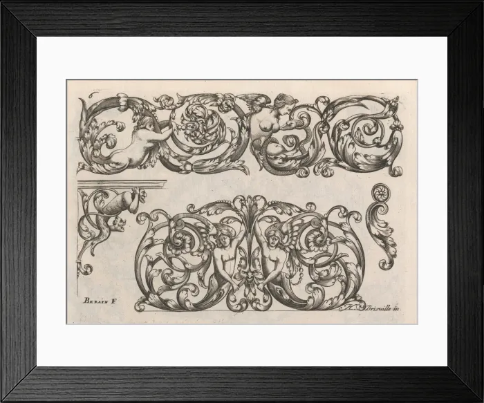 Framed Print : Diverses Pieces de Serruriers, page 7 (recto), ca. 1663. Creator: Jean Berain Framed Print : Diverses Pieces de Serruriers, page 7 (recto), ca. 1663. Creator: Jean Berain