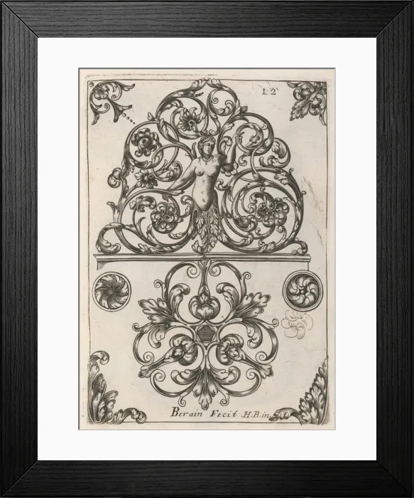 Framed Print : Diverses Pieces de Serruriers, page 13 (recto), ca. 1663. Creator: Jean Berain Framed Print : Diverses Pieces de Serruriers, page 13 (recto), ca. 1663. Creator: Jean Berain