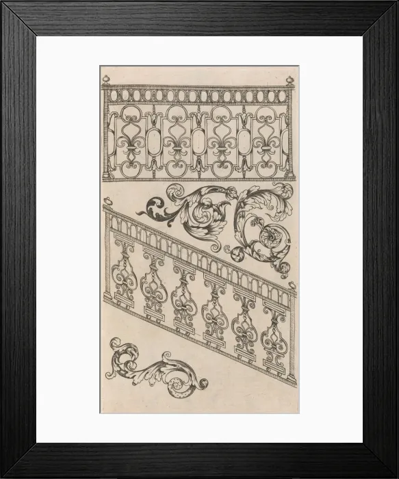 Framed Print : Diverses Pieces de Serruriers, page 16 (recto), ca. 1663. Creator: Jean Berain Framed Print : Diverses Pieces de Serruriers, page 16 (recto), ca. 1663. Creator: Jean Berain