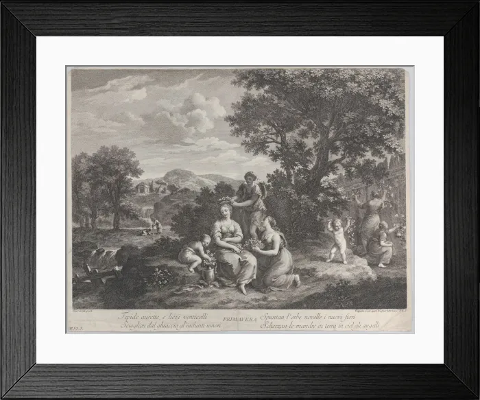 Framed Print : Primavera, a group of women collecting flowers and making crowns from them, ca. 1764 Framed Print : Primavera, a group of women collecting flowers and making crowns from them, ca. 1764