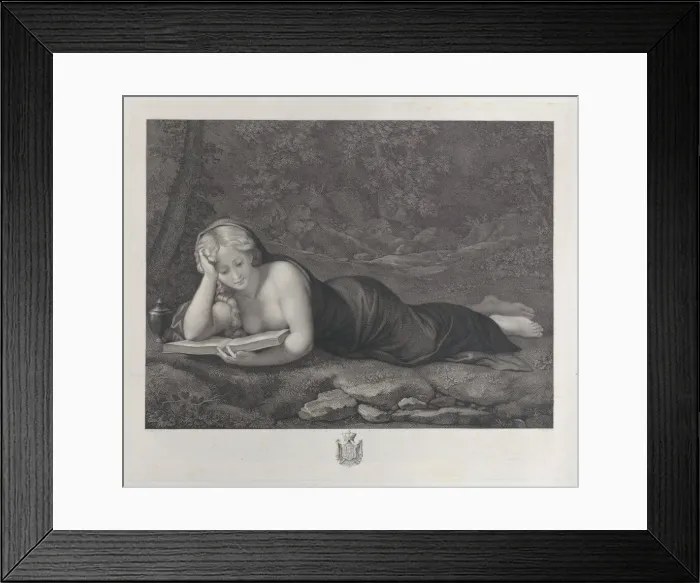 Framed Print : Mary Magdalene in penitence in the desert, ca. 1810. Creator: Giuseppe Longhi Framed Print : Mary Magdalene in penitence in the desert, ca. 1810. Creator: Giuseppe Longhi