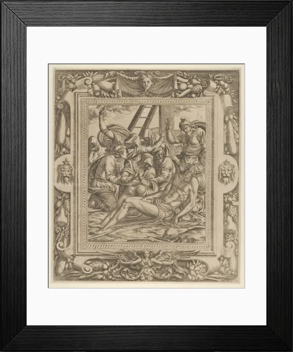 Framed Print : The Lamentation over Christ, 1535-55. Creator: Jean Mignon Framed Print : The Lamentation over Christ, 1535-55. Creator: Jean Mignon