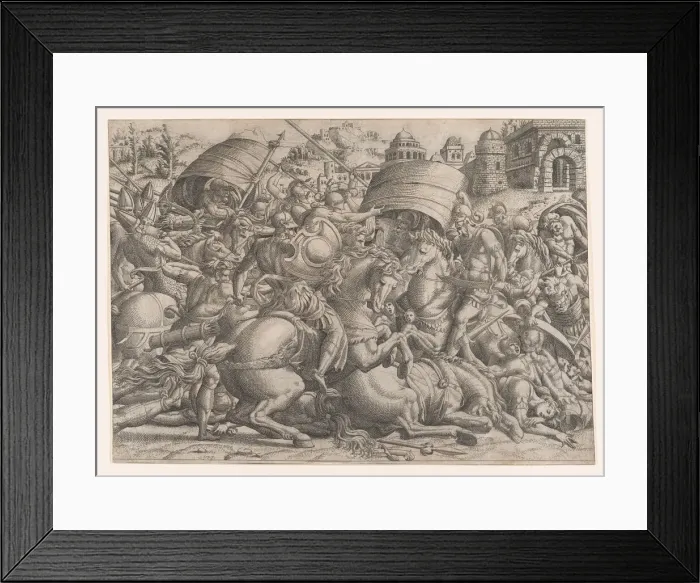 Framed Print : Battle Before Troy, 1535-55. Creator: Jean Mignon Framed Print : Battle Before Troy, 1535-55. Creator: Jean Mignon