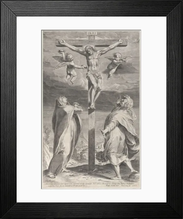 Framed Print : Crucifixion with the Virgin Mary and Saint John the Evangelist, angels overhead, ca. 1593 Framed Print : Crucifixion with the Virgin Mary and Saint John the Evangelist, angels overhead, ca. 1593