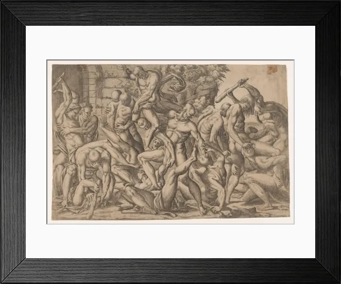 Framed Print : Combat of Naked Men, 1535-55. Creator: Jean Mignon Framed Print : Combat of Naked Men, 1535-55. Creator: Jean Mignon