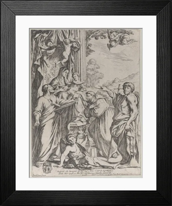 Framed Print : The Virgin Enthroned with Three Saints, 1668. Creator: Giuseppe Maria Mitelli Framed Print : The Virgin Enthroned with Three Saints, 1668. Creator: Giuseppe Maria Mitelli