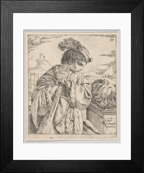 Framed Print : David looking at the head of Goliath, 1620-30. Creator: Giuseppe Caletti Framed Print : David looking at the head of Goliath, 1620-30. Creator: Giuseppe Caletti