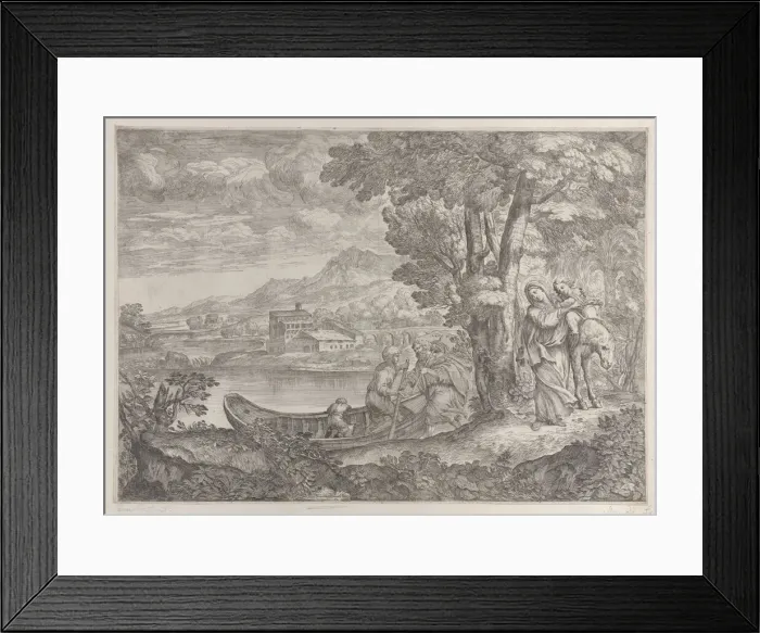 Framed Print : Landscape with the flight into Egypt, 1626-80. Creator: Giovanni Francesco Grimaldi Framed Print : Landscape with the flight into Egypt, 1626-80. Creator: Giovanni Francesco Grimaldi