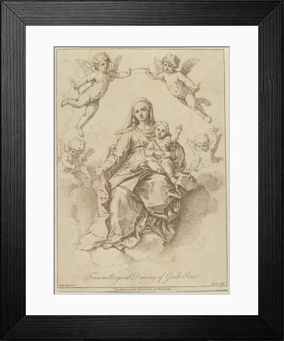 Framed Print : The Virgin seated in the clouds with the infant Christ, surrounded by putti... 1764 Framed Print : The Virgin seated in the clouds with the infant Christ, surrounded by putti... 1764