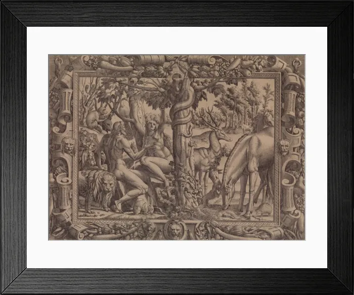 Framed Print : The Temptation of Eve, 1535-55. Creator: Jean Mignon Framed Print : The Temptation of Eve, 1535-55. Creator: Jean Mignon