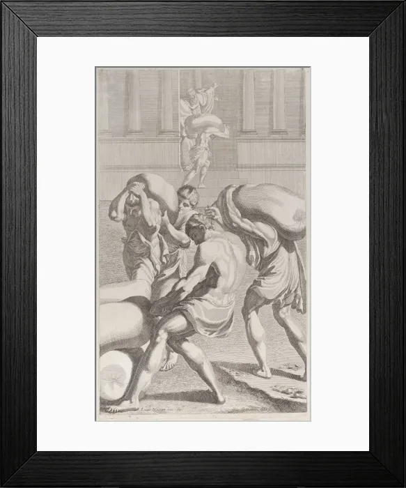 Framed Print : Men bringing bags of lead into Saint Benedicts monastery, 1687-1717 Framed Print : Men bringing bags of lead into Saint Benedicts monastery, 1687-1717