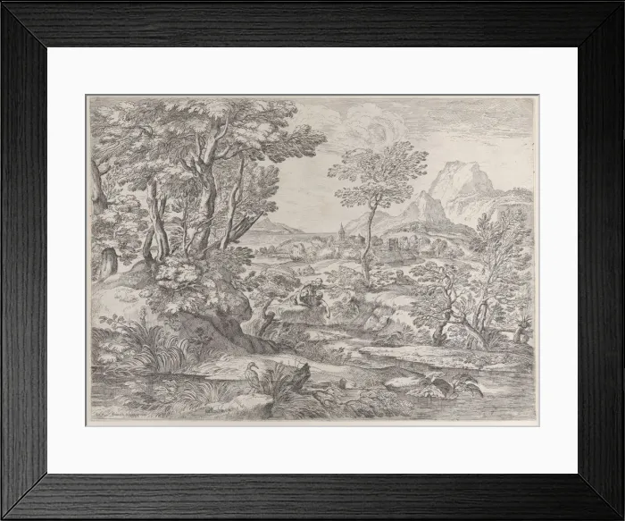 Framed Print : Three boys in a landscape with a town in the background, 1626-80 Framed Print : Three boys in a landscape with a town in the background, 1626-80