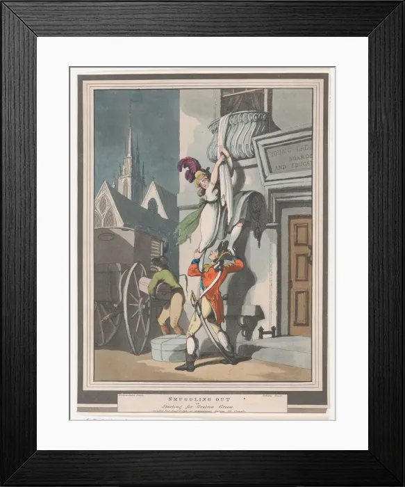 Framed Print : Smuggling Out, or Starting for Gretna Green, August 8, 1798. Creator: Heinrich Schutz Framed Print : Smuggling Out, or Starting for Gretna Green, August 8, 1798. Creator: Heinrich Schutz