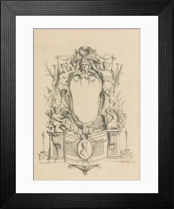 Framed Print : Cartouches Nouvellement Inventez par J. B. Toro, 1716. 1716. Creator: Jean Bernard Toro Framed Print : Cartouches Nouvellement Inventez par J. B. Toro, 1716. 1716. Creator: Jean Bernard Toro