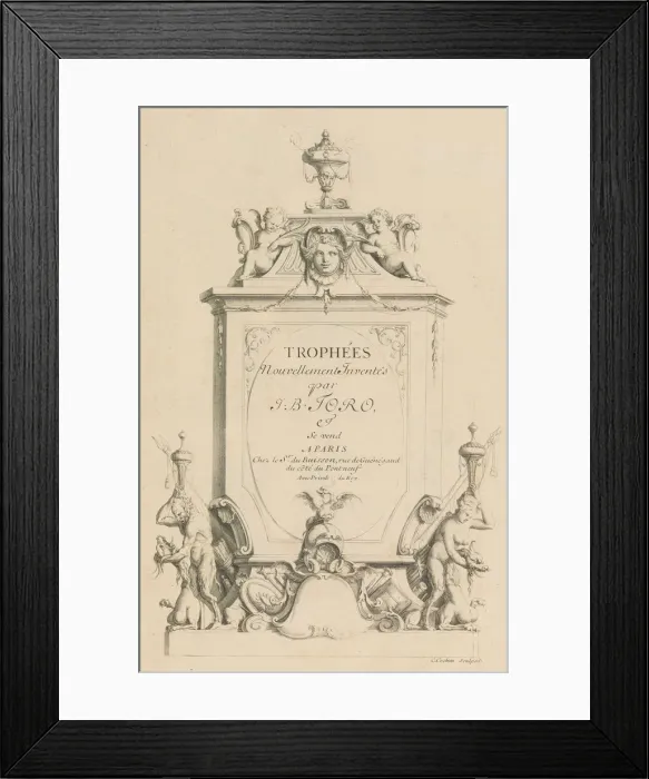 Framed Print : Trophees Nouvellement Inventez par J. B. Toro (Title Page), 1716. 1716 Framed Print : Trophees Nouvellement Inventez par J. B. Toro (Title Page), 1716. 1716