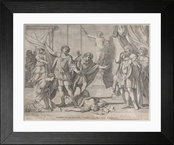 Framed Print : The Death of Virginia, 1630-80. Creator: Giacinto Gimignani