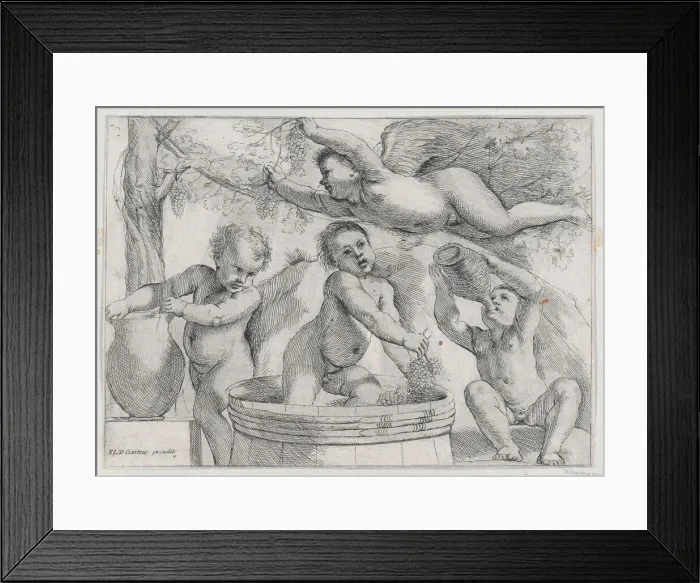 Framed Print : Four Putti Making and Drinking Wine, ca. 1620-1640. Creator: Unknown Framed Print : Four Putti Making and Drinking Wine, ca. 1620-1640. Creator: Unknown
