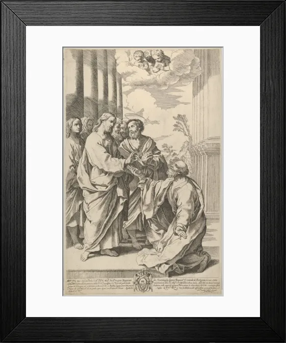 Framed Print : Christ giving the keys of the church to Saint Peter who kneels before him, after Guido Framed Print : Christ giving the keys of the church to Saint Peter who kneels before him, after Guido
