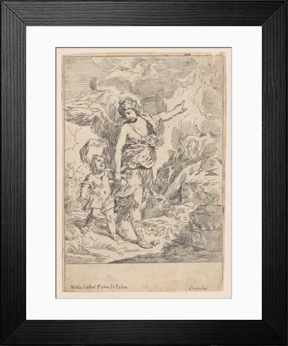Framed Print : A guardian angel walking hand in hand with a young child, 1640-60 Framed Print : A guardian angel walking hand in hand with a young child, 1640-60