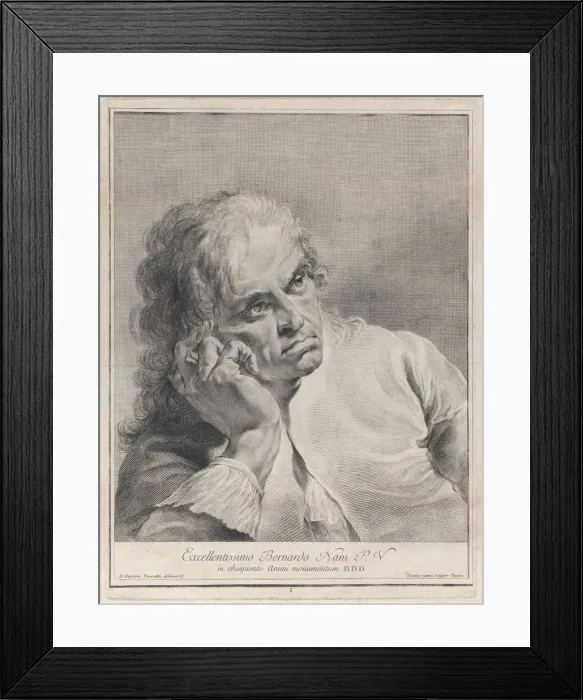 Framed Print : Pensive man resting his head on his hand, 1743. Creator: Giovanni Cattini Framed Print : Pensive man resting his head on his hand, 1743. Creator: Giovanni Cattini