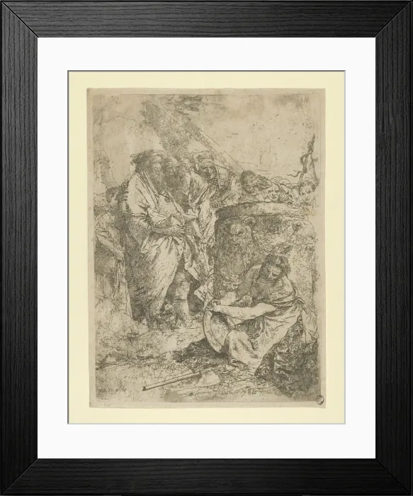 Framed Print : Woman kneeling in front of Magicians and other Figures, from the Scherzi, ca. 1740 Framed Print : Woman kneeling in front of Magicians and other Figures, from the Scherzi, ca. 1740