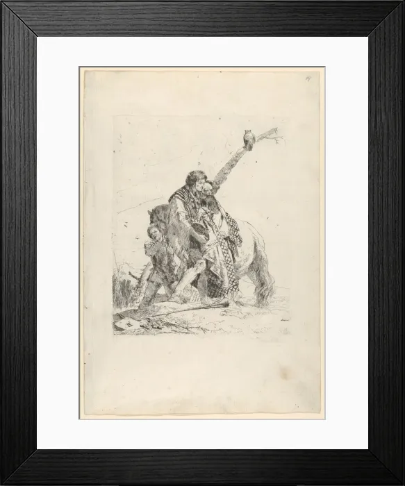 Framed Print : Three Men standing beside a Horse, from the Scherzi, ca. 1740 Framed Print : Three Men standing beside a Horse, from the Scherzi, ca. 1740