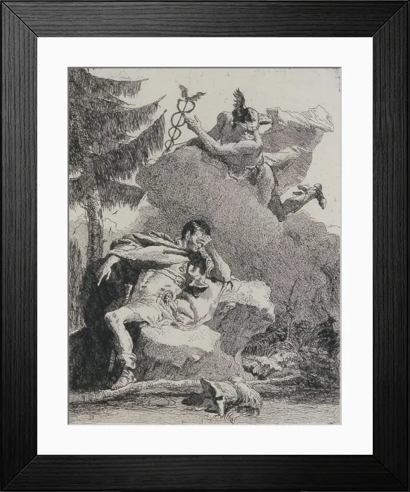 Framed Print : Mercury Appears to Aeneas in a Dream, 1757. Creator: Giovanni Domenico Tiepolo Framed Print : Mercury Appears to Aeneas in a Dream, 1757. Creator: Giovanni Domenico Tiepolo