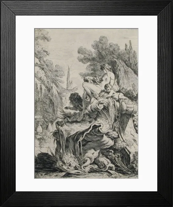 Framed Print : Fountain with a Naiad Seated on a Shell (Une fontaine avec une nä Framed Print : Fountain with a Naiad Seated on a Shell (Une fontaine avec une nä