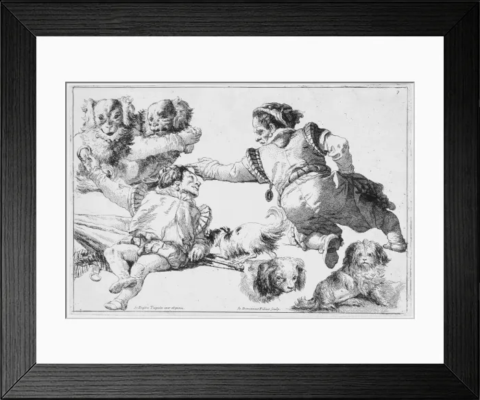 Framed Print : Studies of Dwarfs and Dogs, ca. 1753. Creator: Giovanni Domenico Tiepolo Framed Print : Studies of Dwarfs and Dogs, ca. 1753. Creator: Giovanni Domenico Tiepolo