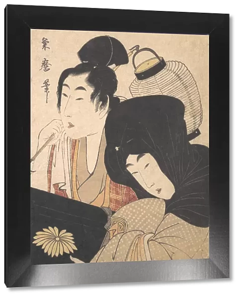 Young Woman at Night accompanied by a Servant... late 18th-early 19th century