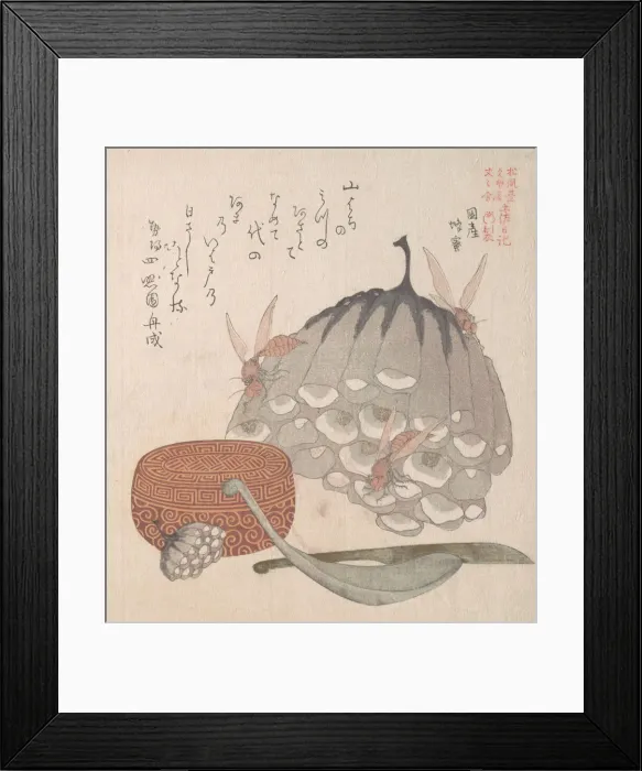 Framed Print : Hives with Wasps, and a Box with a Spoon for Honey, 19th century. Creator: Kubo Shunman Framed Print : Hives with Wasps, and a Box with a Spoon for Honey, 19th century. Creator: Kubo Shunman
