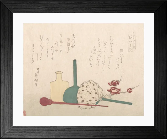 Framed Print : Glass-Wares with Plum Blossoms. Creator: Hachifusa Shuri Framed Print : Glass-Wares with Plum Blossoms. Creator: Hachifusa Shuri