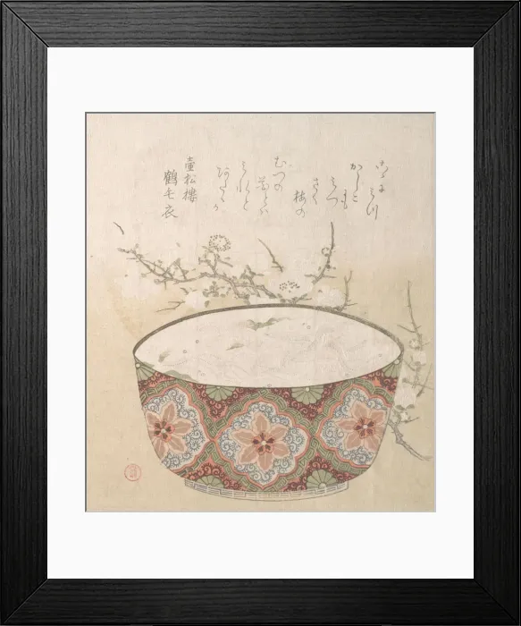 Framed Print : Bowl with White-Baits and Plum Blossoms, 19th century. Creator: Kubo Shunman Framed Print : Bowl with White-Baits and Plum Blossoms, 19th century. Creator: Kubo Shunman