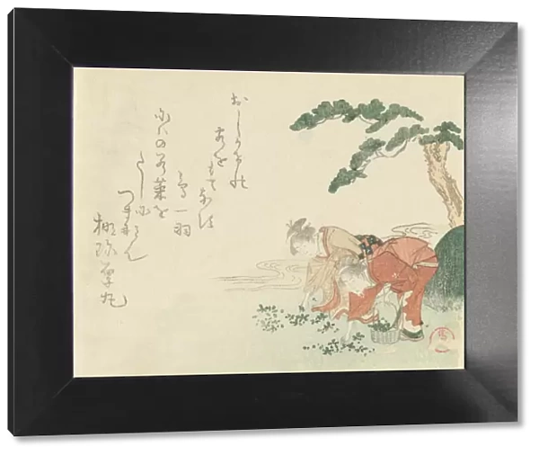 Two Girls Collect New Years Herbs, 1797. Creator: Kubo Shunman