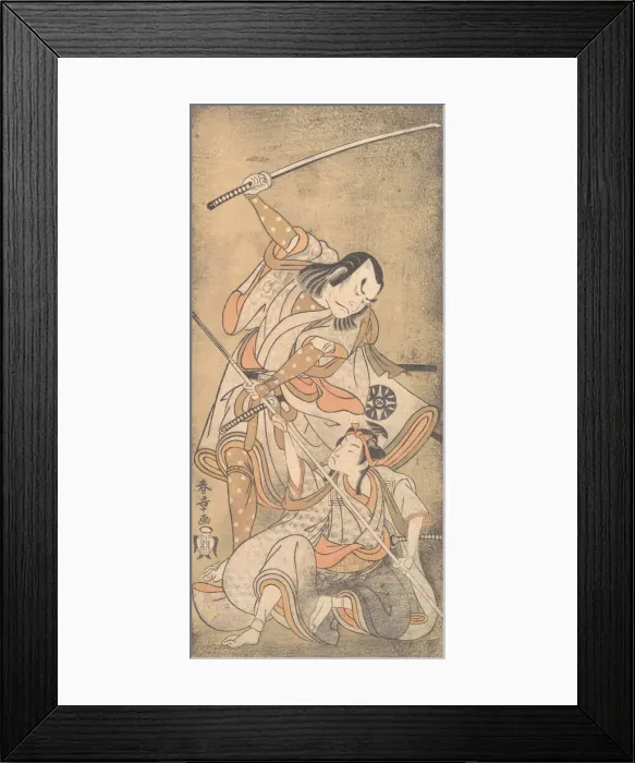 Framed Print : The Actor Nakamura Nakazo with a Sword, Fighting the Actor Ichikawa Raizo II... 1769. Creator: Shunsho Framed Print : The Actor Nakamura Nakazo with a Sword, Fighting the Actor Ichikawa Raizo II... 1769. Creator: Shunsho