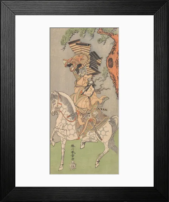 Framed Print : Ichikawa Danjuro V as a Warrior Mounted on a Dapple Gray Horse, 1771. Creator: Shunsho Framed Print : Ichikawa Danjuro V as a Warrior Mounted on a Dapple Gray Horse, 1771. Creator: Shunsho