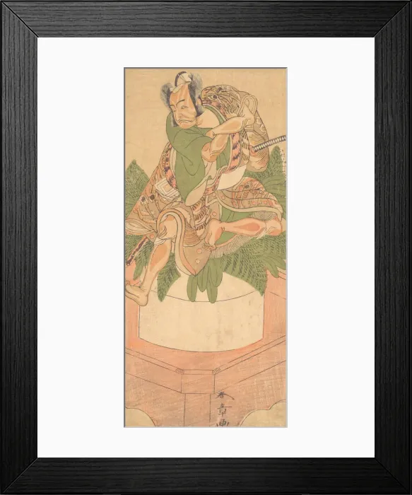 Framed Print : The Fourth Ichikawa Danjuro as a Yakko (servant) seated upon a Large Cake of Mochi... 1772. Creator: Shunsho Framed Print : The Fourth Ichikawa Danjuro as a Yakko (servant) seated upon a Large Cake of Mochi... 1772. Creator: Shunsho