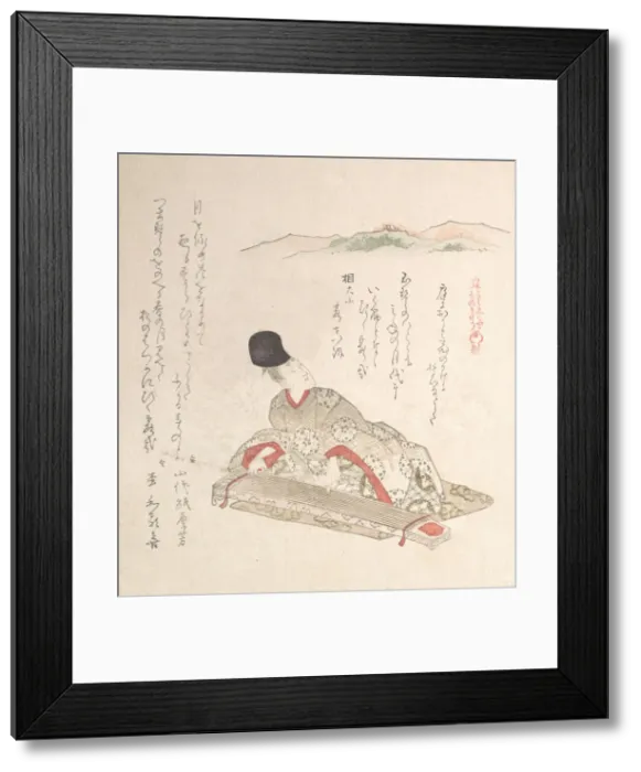 Framed Print : Young Nobleman Playing Koto (Harp), 19th century. Creator: Kubo Shunman Framed Print : Young Nobleman Playing Koto (Harp), 19th century. Creator: Kubo Shunman