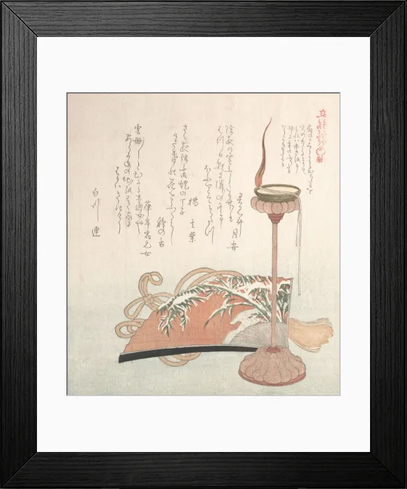 Framed Print : Candle-Stand and Fan, 19th century. Creator: Kubo Shunman Framed Print : Candle-Stand and Fan, 19th century. Creator: Kubo Shunman