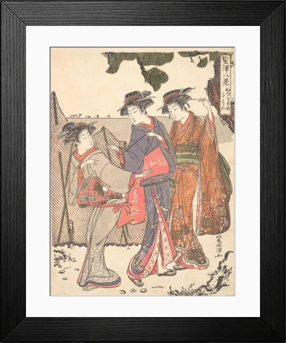 Framed Print : Three Women Standing on the Seashore, 1761-1816. Creator: Kitao Masanobu Framed Print : Three Women Standing on the Seashore, 1761-1816. Creator: Kitao Masanobu