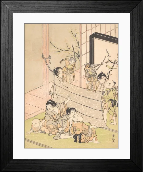 Framed Print : Young Boys Performing a Puppet Show, ca. 1770. Creator: Kitao Shigemasa Framed Print : Young Boys Performing a Puppet Show, ca. 1770. Creator: Kitao Shigemasa