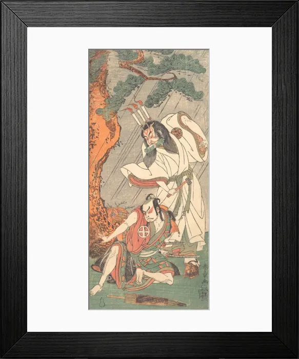 Framed Print : Kabuki Actors Ichimura Uzaemon IX as Ko-kakeyama and Otani Hiroji III as Koga Saburo, ca. 1771. Creator: Shunsho Framed Print : Kabuki Actors Ichimura Uzaemon IX as Ko-kakeyama and Otani Hiroji III as Koga Saburo, ca. 1771. Creator: Shunsho
