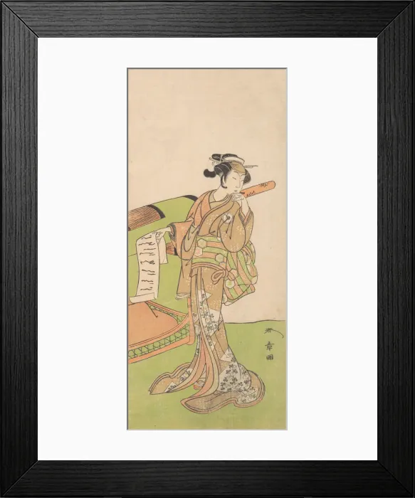Framed Print : The Actor Iwai Hanshiro IV in Female Role, Standing Beside a Litter, 1726-1792. Creator: Shunsho Framed Print : The Actor Iwai Hanshiro IV in Female Role, Standing Beside a Litter, 1726-1792. Creator: Shunsho