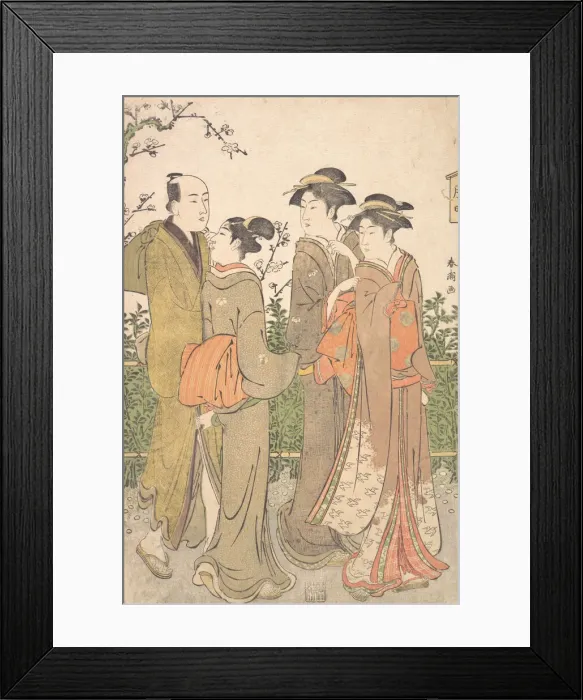Framed Print : A Group of Three Women Accompanied by a Manservant, 1780-1795. Creator: Katsukawa Shuncho Framed Print : A Group of Three Women Accompanied by a Manservant, 1780-1795. Creator: Katsukawa Shuncho